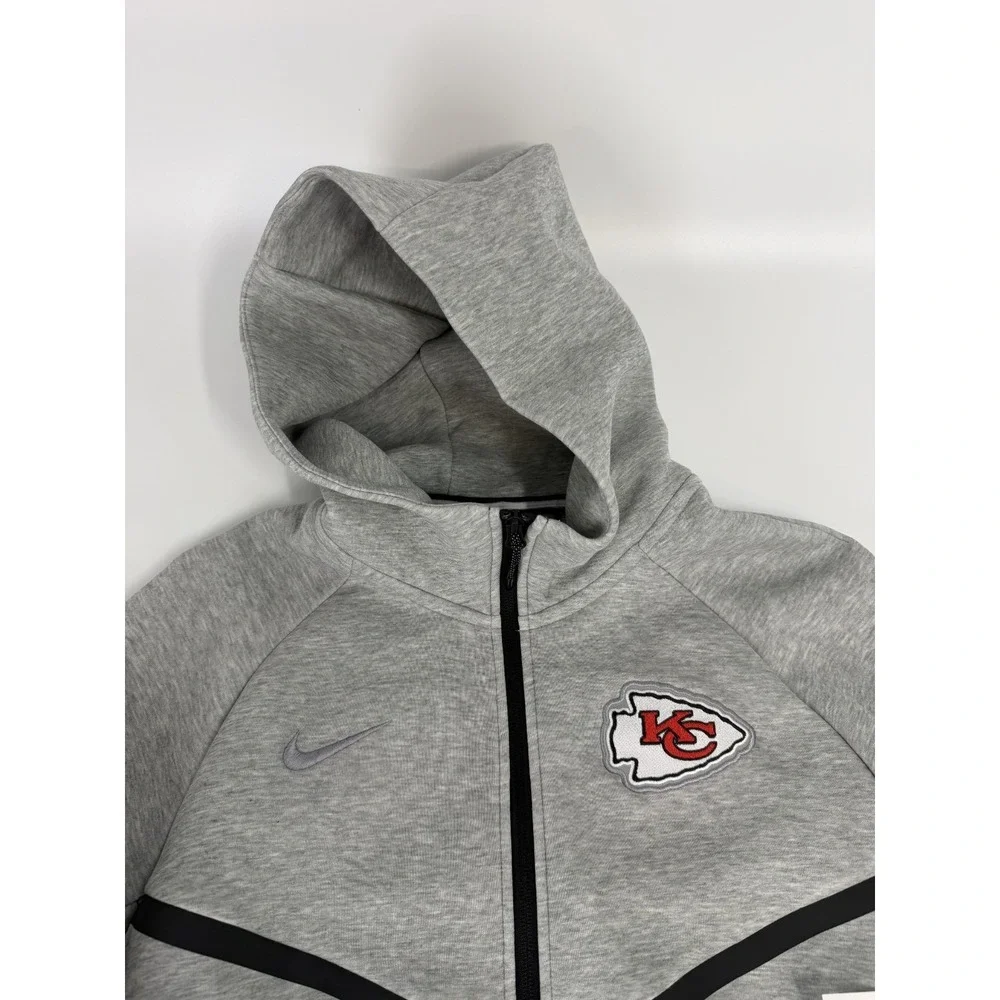 Kansas City Chiefs Nike Grey‎ Tech Fleece Hoodie Jacket Hooded Size Large L NWT